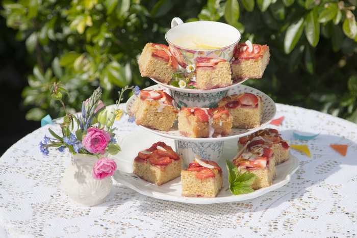 Lemon coconut strawberry squares