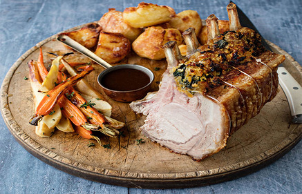 Rack of Pork with Spinach and Apricot Stuffing