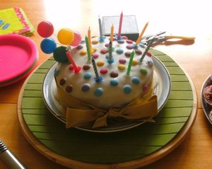 Smarties birthday cake