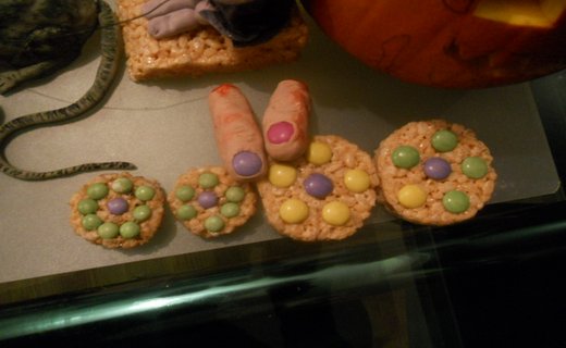 Halloween crispie sculptures