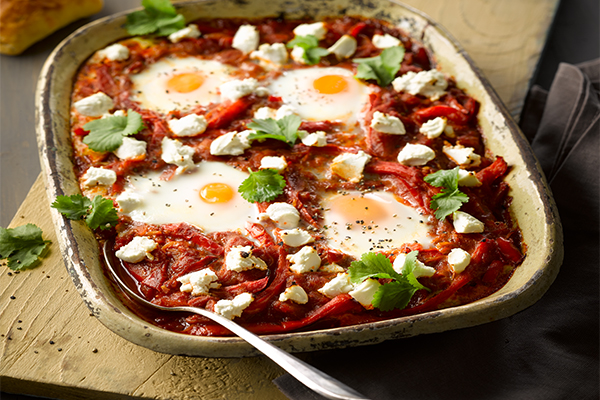Eggs Baked with Tomatoes and Red Peppers