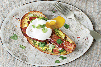 Poached Eggs, Bacon and Avocados on Toast