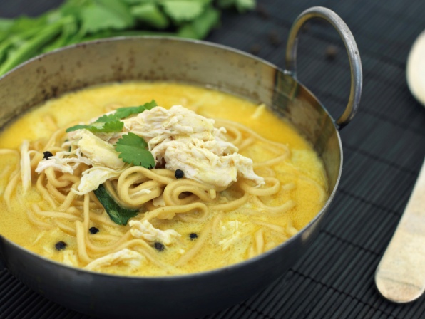 Curried chicken coconut noodle soup