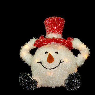 White Outdoor Tinsel Snowman