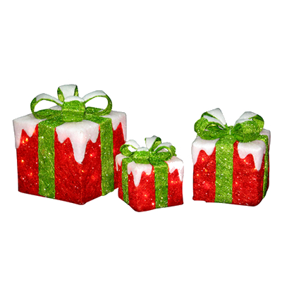 Outdoor Red Gift Boxes Tinsel Lights
