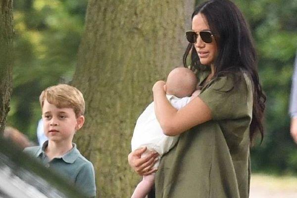 A family outing: Kate and Meghan bring their children to charity polo match