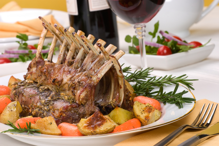 Lamb rack with hazelnut Dijon crust