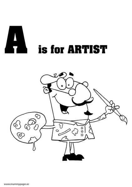 A is for Artist Colouring Page