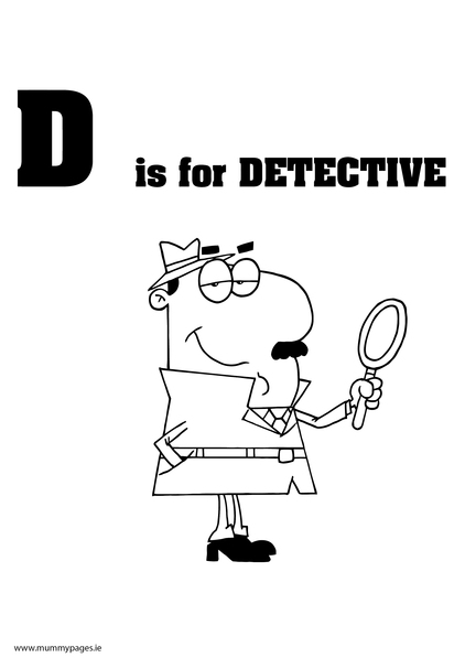 D is for Detective Colouring Page