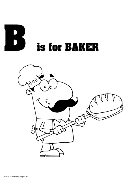 B is for Baker Colouring Page