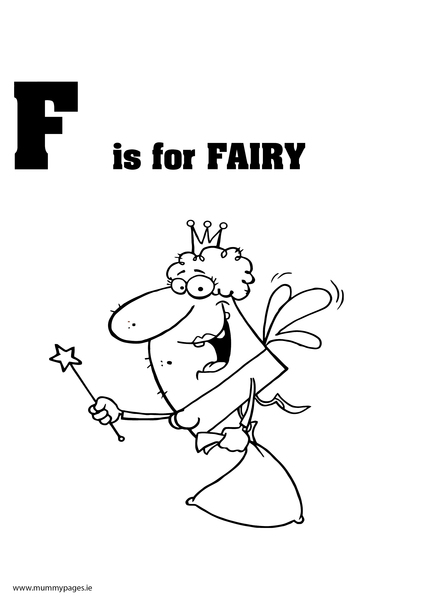 F is for Fairy Colouring Page