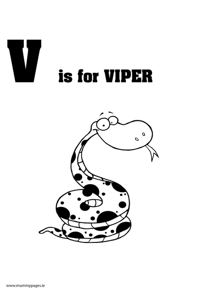 V is for Viper Colouring Page