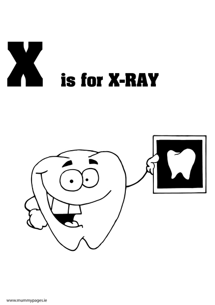 X is for X-ray Colouring Page