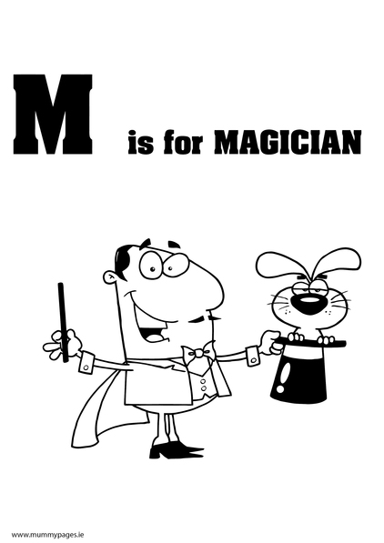 M is for Magician Colouring Page
