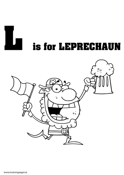 L is for Leprechaun Colouring Page