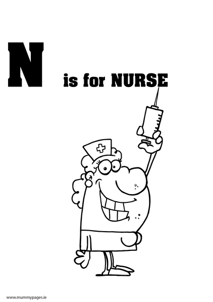 N is for Nurse Colouring Page