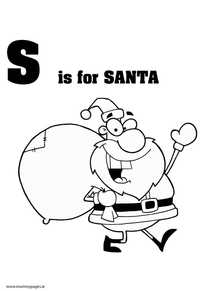 S is for Santa Colouring Page