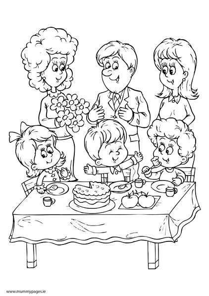 Birthday party Colouring Page