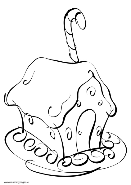 Christmas candy cane house Colouring Page