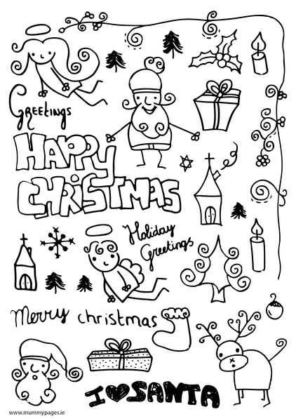 Christmas fun doodles Colouring Page