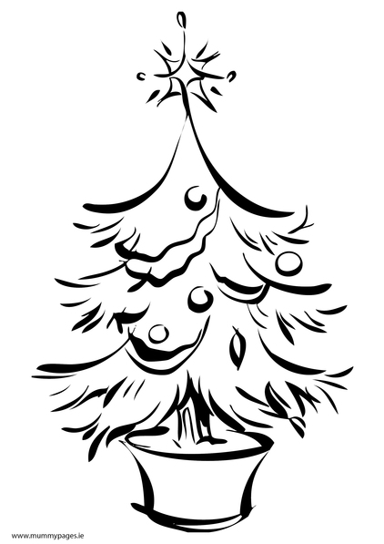 Christmas tree with decorations Colouring Page