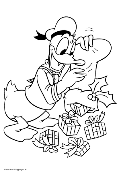 Disney at Christmas - Donald Duck Colouring Page