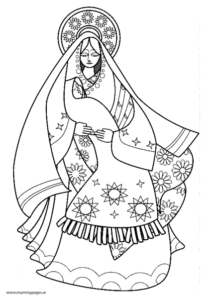 Mary and baby Jesus - 2 Colouring Page