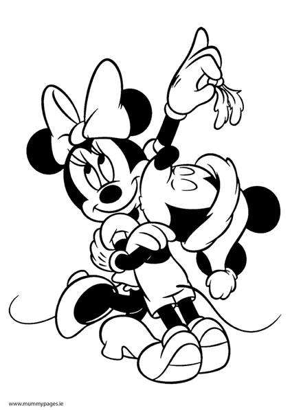 Disney at Christmas - Mickey and Minnie Colouring Page