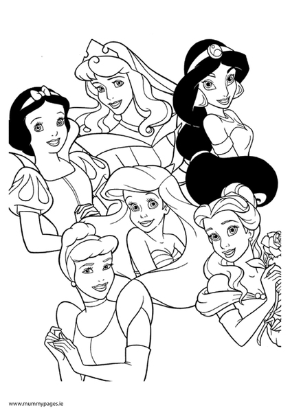 Disney Princesses Colouring Page