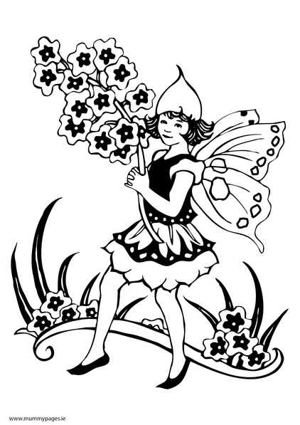 Fairy with flowers Colouring Page