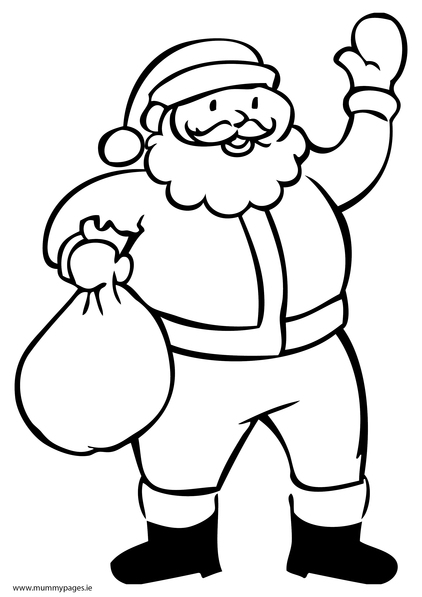 Santa with sack Colouring Page