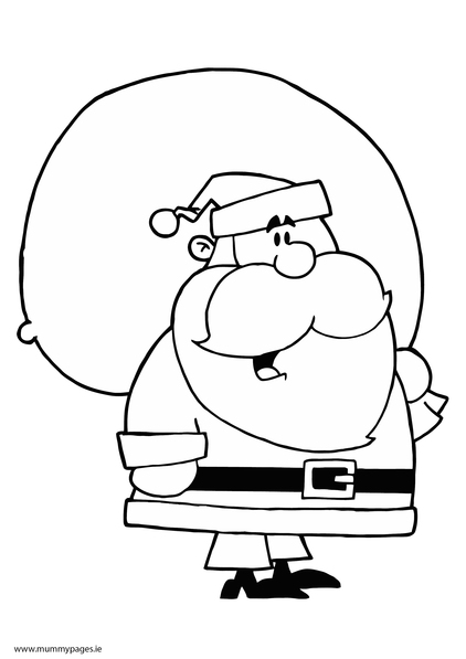 Santa with large sack Colouring Page