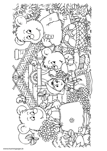 The Three Little Bears Colouring Page