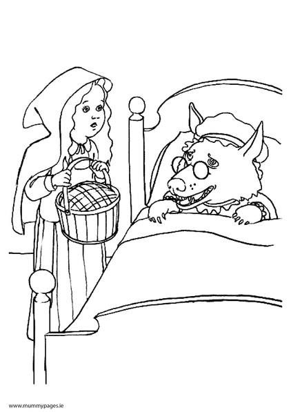Little Red Riding Hood with granny Colouring Page