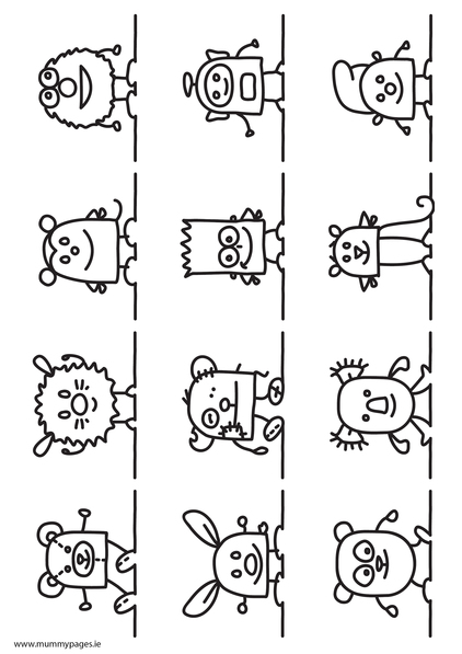 Friendly monsters Colouring Page