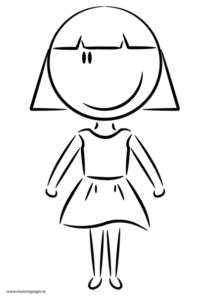 Girl in smart dress Colouring Page