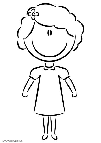 Girl in casual dress Colouring Page