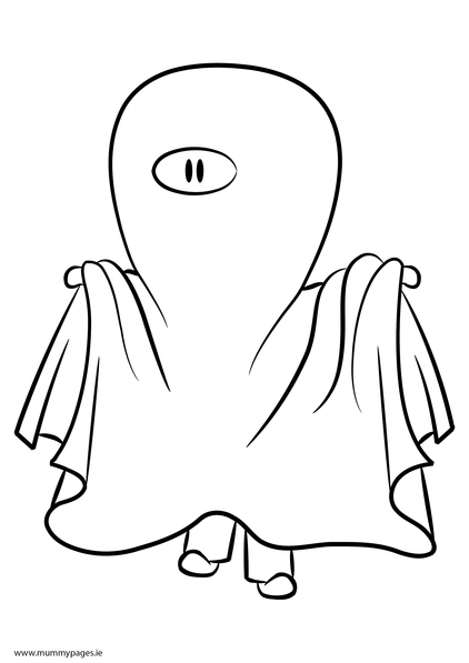 Child dressed as a ghost Colouring Page