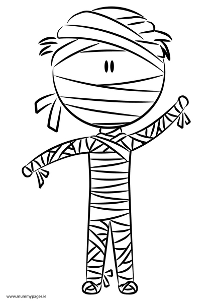 Child dressed as a mummy Colouring Page