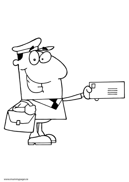 Postman Colouring Page