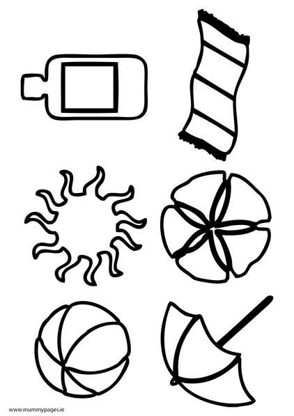 Beach Accessories Colouring Page