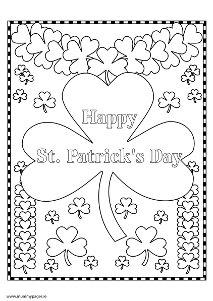 St Patricks Day shamrock Colouring Page
