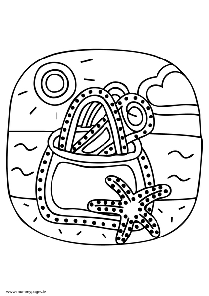 Beachbag with starfish Colouring Page