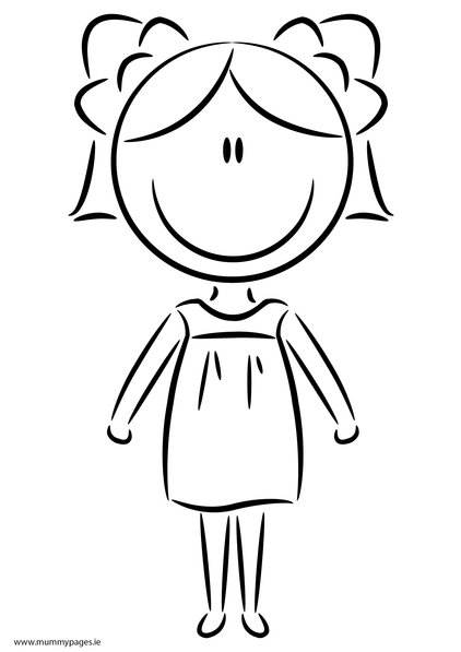Girl in summer dress Colouring Page