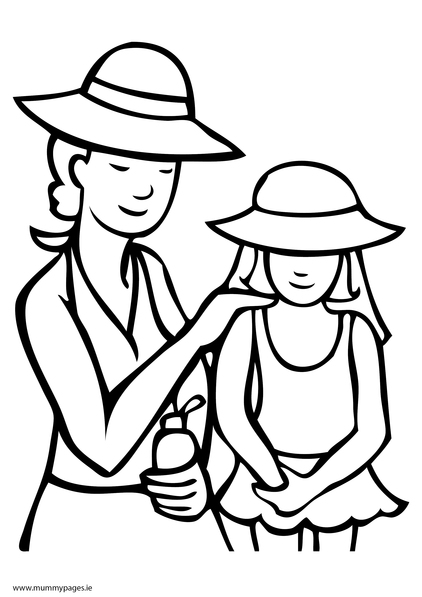 Mum & daughter Colouring Page