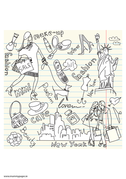 Travel doodles New York Colouring Page