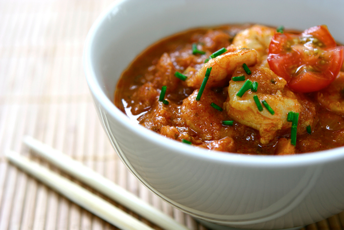 Prawn and harissa stew with couscous