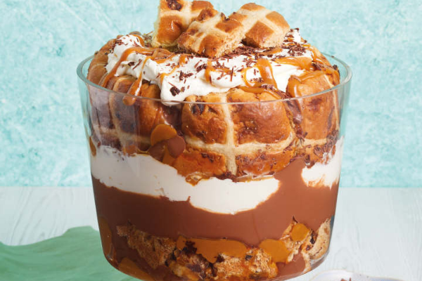 Easter Recipe: This Salted Caramel and Chocolate Hot Cross Bun Trifle is delish!