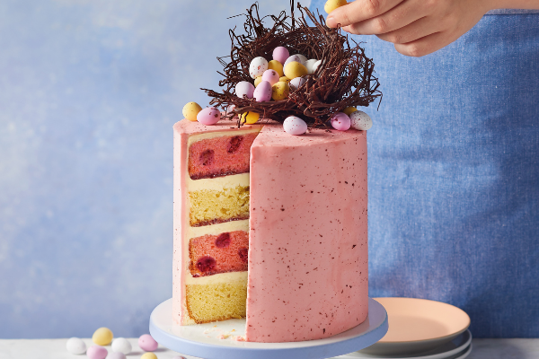 This Lemon & Raspberry Easter Nest Cake is an absolute showstopper