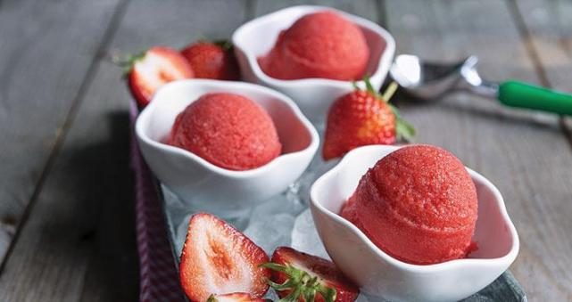 This 4-ingredient strawberry sorbet is simple and delicious